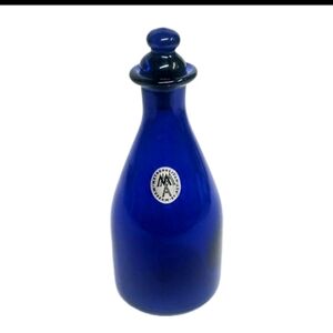Rare Vintage MMA Metropolitan Museum 1840 Cobalt Blue Glass Bottle with Stopper